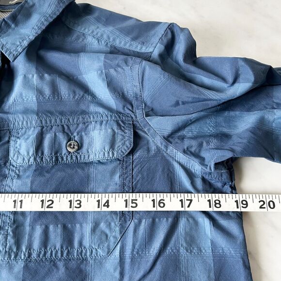 Eddie Bauer Travex Blue Plaid Button Front Roll Tab Long Sleeve Shirt-Women's XS - Picture 10 of 11